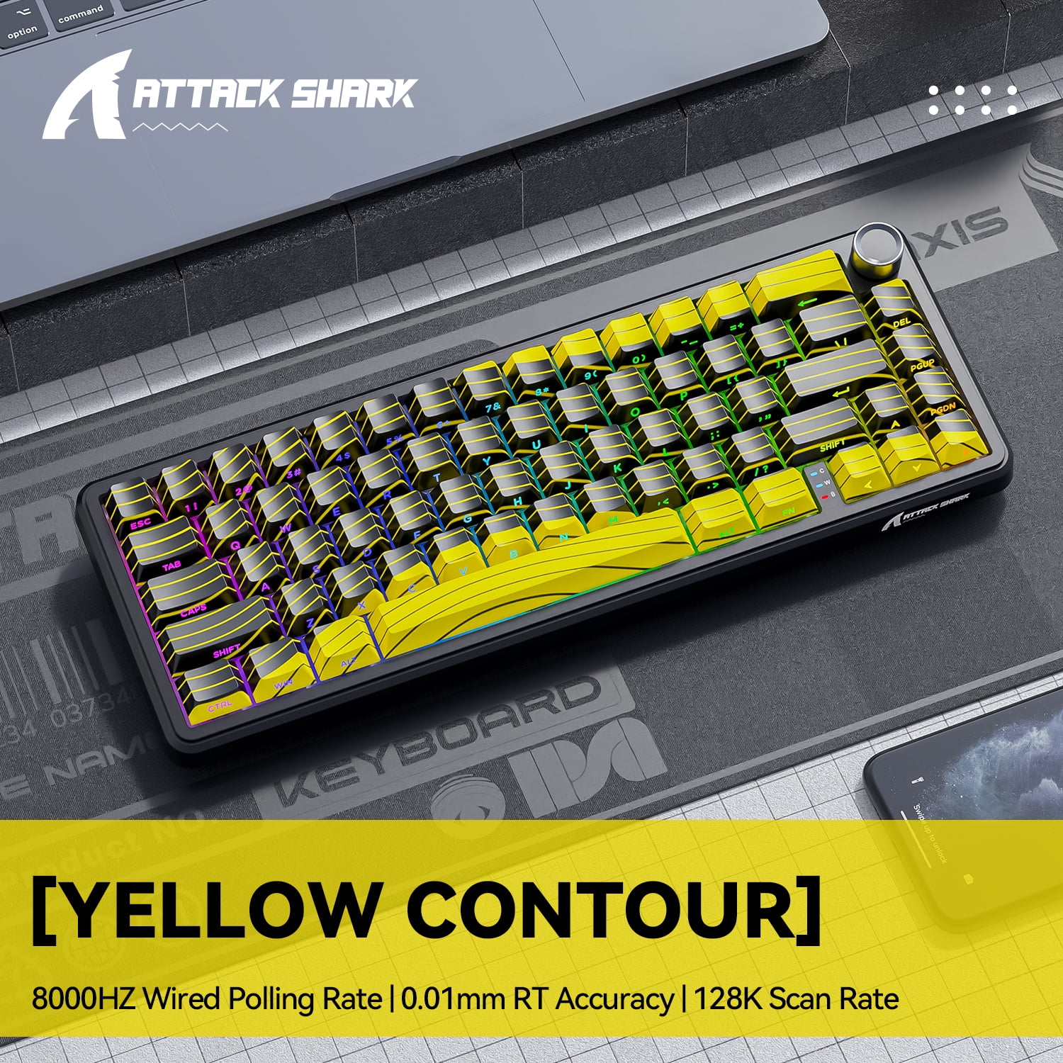 ATTACK SHARK X65PRO HE Wireless Rapid Trigger Keyboard Magnetic Switch 60% Wireless Magnetic Keyboard With 0.01mm RT Accuracy, Support RT/Snap Tap/DKS/MT/TGL