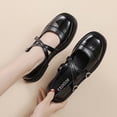 thumbnail image 3 of Aayomet Women Casual Shoes Wide Width Fashion Autumn Women Casual Shoes Strap Buckle Colorblock Round Toe Low Heel,Black 9, 3 of 5