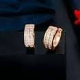thumbnail image 5 of CZ Square Round Huggie Hoop Earrings for Women Wedding 585 Gold Plated Jewelry, 5 of 9