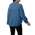 thumbnail image 3 of INSPIRE CHIC Womens Maternity Shirts Blouses Pleated Button Down Long Sleeve Pregnancy Nursing Top M Navy, 3 of 6