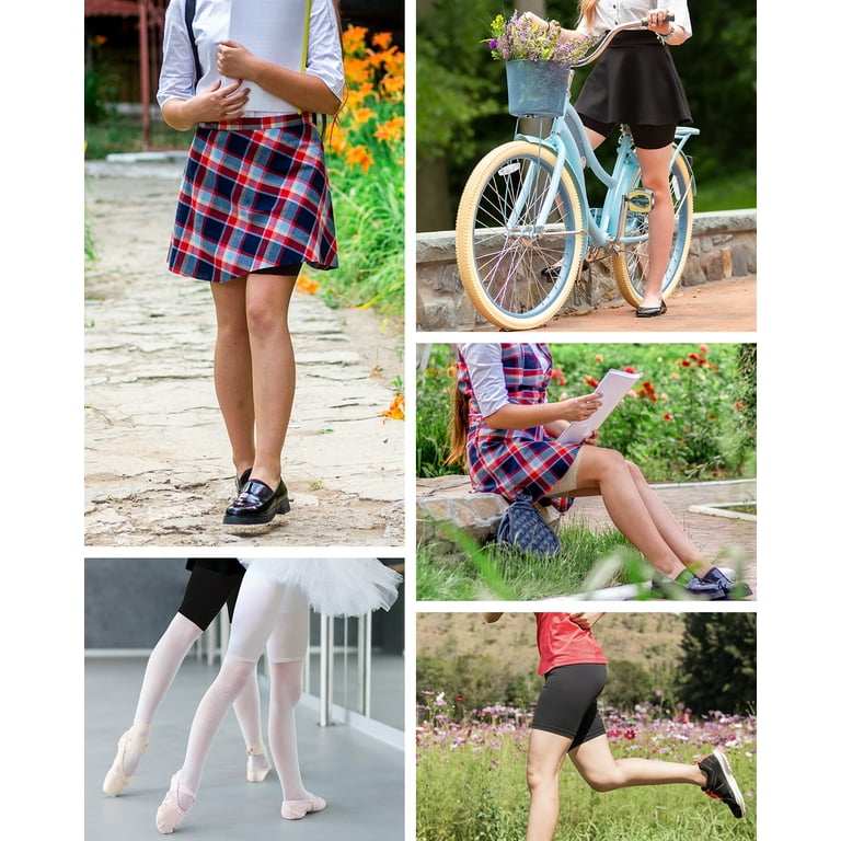 INNERSY Slip Shorts for Under Dresses Teen Girls Panties Cotton Underwear  Dance Shorts Bike Shorts Pack of 3 (L, Black/Optical White/Gray)