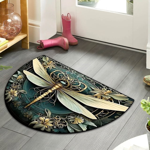 Large Semi-Circular Diatom Mud Floor Mat Super Absorbent Non-Slip Door Mat for Entryway Kitchen and Balcony