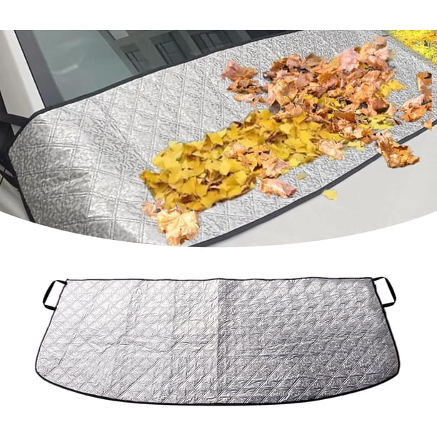 Parabrisas delantero de coche, 66 x 17.7 pulgadas, protector UV, gancho + instalación de adsorción, universal para coches y camiones (plate)