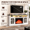thumbnail image 3 of PAPROOS Fireplace TV Stand with LED Lights for 65" TVs, Electric Entertainment Center with 23'' Fireplace, for 400 Sqt Heating Area, Black Tabletop&White Cabinet, 3 of 9