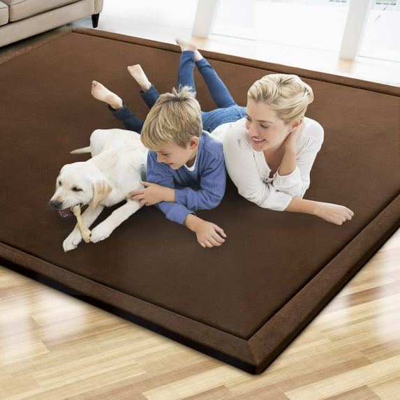 MICRODRY Memory Foam Luxury Area Rug, 6x8', Brown