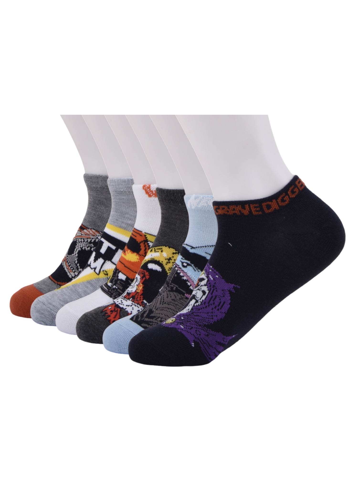 Monster Jam No Show Socks, 6-Pack, Sizes S Boys