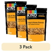 (3 pack) KIND HEALTHY GRAINS Granola, Healthy Snack, Oats & Honey Granola with Toasted Coconut, Snack Mix 11 OZ