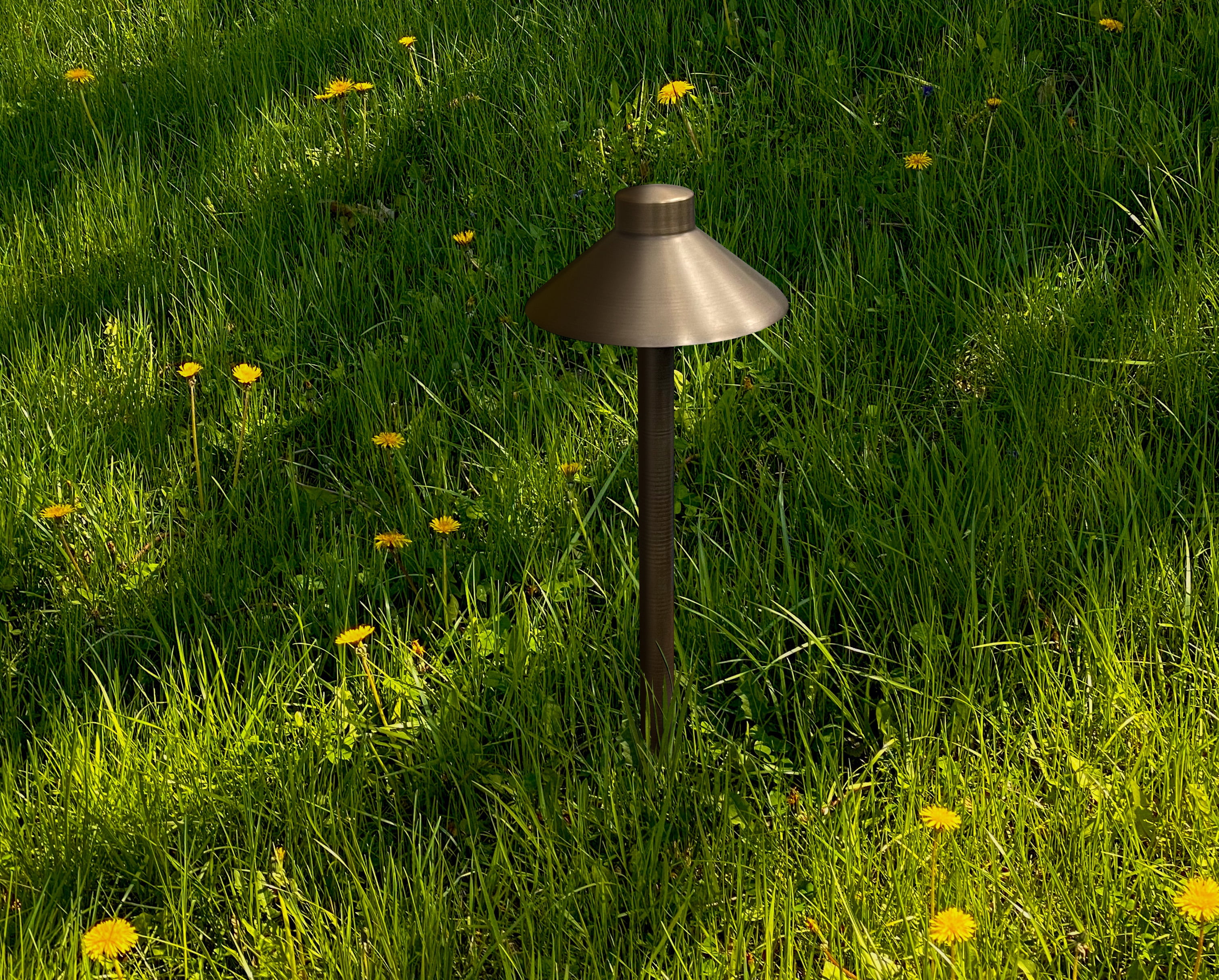 GKOplus Solid Brass Pathway Lights, Low Voltage LED Landscape Path Light, Outdoor Waterproof Accent Light, 12V AC/DC, 2700K Warm White, with 3W G4 LED Bulb & Large Rugged Slot Spike, 2 Pack