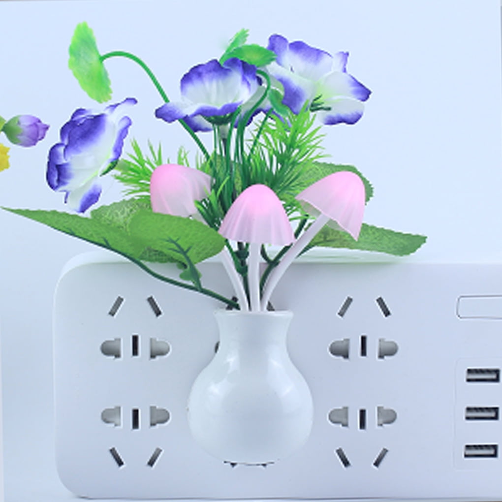 Creative Tulip Mushroom Light Sense Control LED Night Light Adapter Wall Lamp 