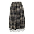 thumbnail image 4 of Awdenio Women Spring Summer High Waisted Wool Plaid A-line High Elasticity Waistband Tassels Skirt, 4 of 8