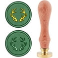 thumbnail image 1 of 1PC Brass Sealing Wax Seal Stamp Removable Wood Handle Antler pattern 25mm, 1 of 7