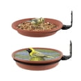 thumbnail image 2 of Wall Mounted Bird Feeder and Bird Bath Spa, 2-in-1 Rotating Tree Mounted Bird Water Bowl with 2 Trays for Outdoor Garden Deck, Terracotta Color, 2 of 6