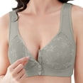 thumbnail image 3 of iHPH7 3 Pack Front Closure Bra Everyday Sleep Bras Push Up Bra Daisy Bras for Older Women Front Clasp Floral Print Snap Closing Bra Wireless Bras Comfortable Bra Green 5XL, 3 of 5