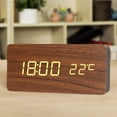 thumbnail image 3 of Reloj despertador Digital de , USB/batería, pantalla de fecha de temperatura, termómetro LED grande para escritorio, dormitorio, cabecera, marrón Fernando Despertador digital, 3 of 8