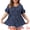 Dark Blue, variant on Women's Plus Summer Tops V Neck Ruffle Sleeve Floral Casual Blouses 1X Black