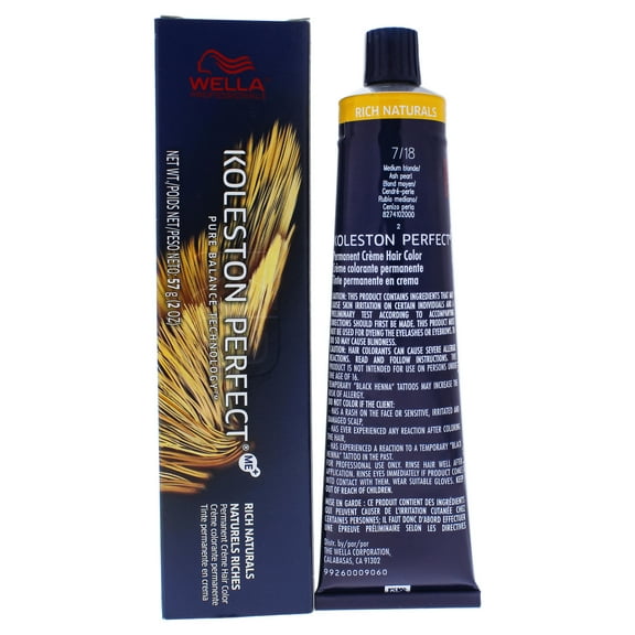 Koleston Perfect Permanent Creme Haircolor - 7 18 Medium Blonde-Ash Pearl