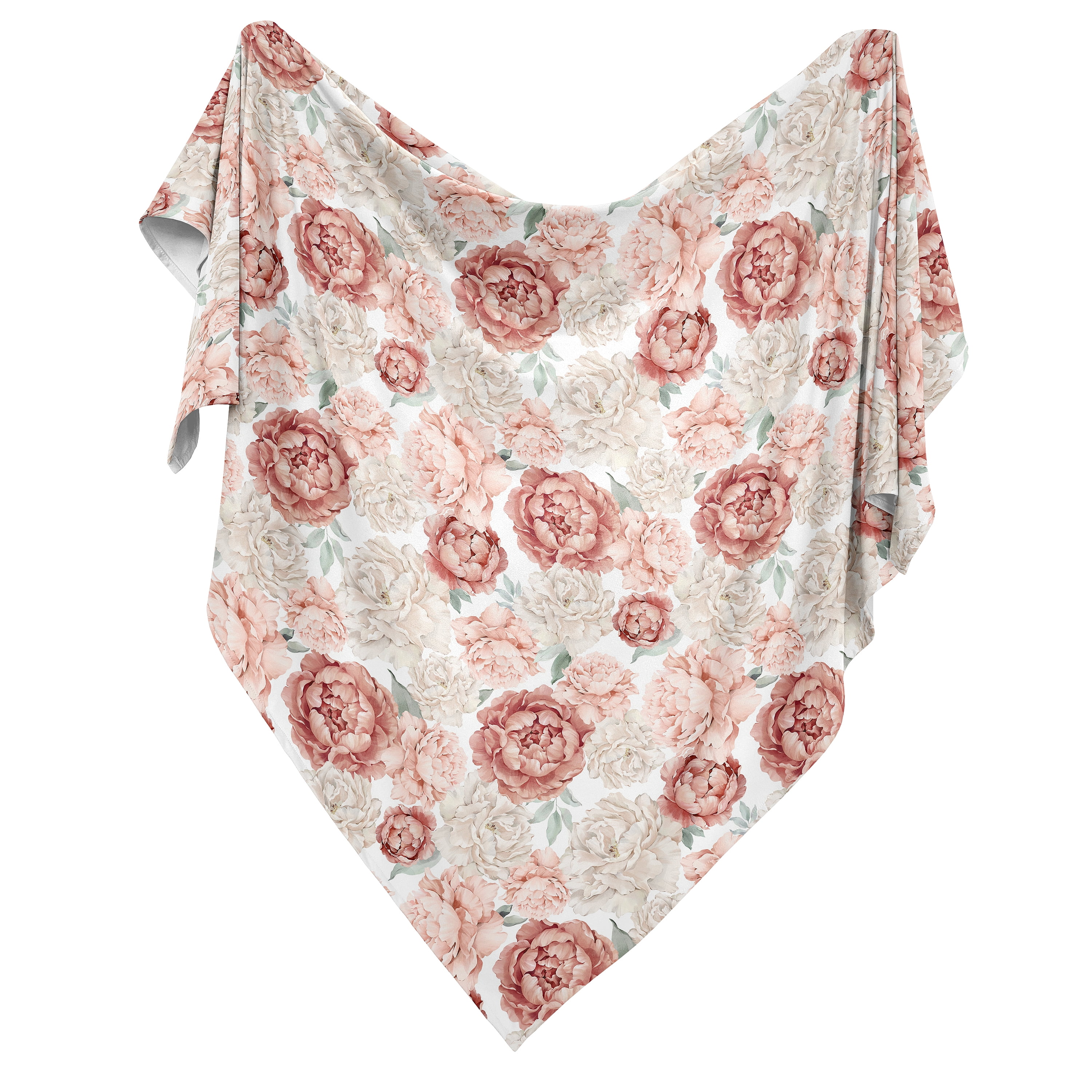 Sweet Jojo Designs Peony Floral Garden Pink and Ivory Swaddle Blanket