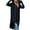 Black, variant on Fesfesfes Fashion Women Sweatshirt Loose Hoodie Knee Length Long Overcoat Long Sleeve Shirt Pockets Solid Hooded Coat