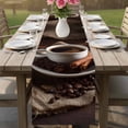 thumbnail image 4 of Hot Coffee Table Runner 72 Inches, Cinnamon Cafe Beans Latte Cup Rustic Vintage Bed Runner Dresser Scarves Tabletop for Indoor Outdoor Parties/Ceremony/Banquet, 13" x 72", 4 of 8