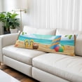 thumbnail image 3 of Summer Beach Throw Pillow Covers Ocean Palm Trees Slippers Surfboard Coconut Blue Sky Decorative Lumbar Pillow Cover Rectangle Cushion Case for Sofa Couch Bed Living Room Bedroom 20 X 54 Inches, 3 of 9