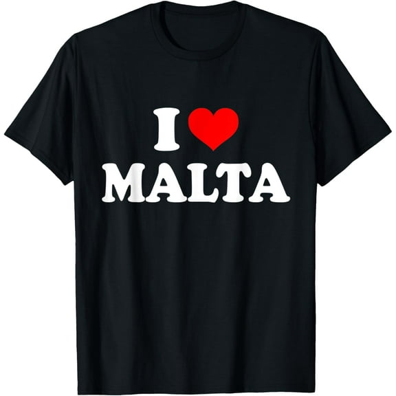 I Love Malta T-Shirt T-ShirtMen's and women's gift, black and white T-shirt, size: Extra large S-4XL