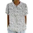 thumbnail image 1 of Cropped Blouse for Women, Short Sleeve Round-Neck Printed Casual Top, Polyester Fabric, Breathable Soft Material, Summer Spring Wear, Gym Daily Party Use, 1 of 5
