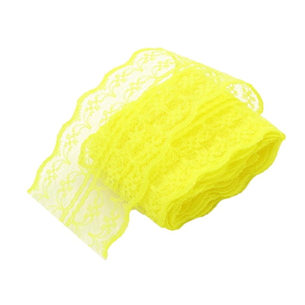 Paquete variado de tela de encaje de 2 m con ribete ancho para diademas y ligas, color amarillo