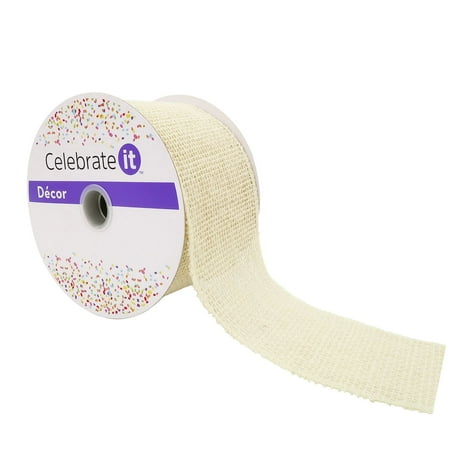 UPC: 0191518420234 | 2.5 Ivory Faux Burlap Wired Ribbon by Celebrate It™