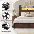 thumbnail image 6 of Fluest Queen Bed Frame with USB Port and LED Light, 2-Tier Storage Headboard, 4 Storage Drawers, Rustic Brown, 6 of 7