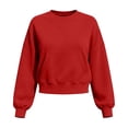 thumbnail image 7 of Womens Crewneck Cropped Sweatshirts Long Sleeve Pullover Tops with Pocket,Solid Color Pullover Top,Ladies Oversized Sweater Black S, 7 of 7
