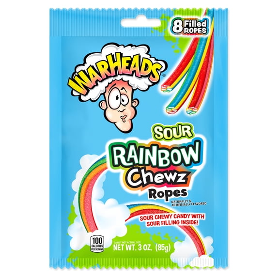 Warheads Sour Rainbow Chewz Ropes, 3oz