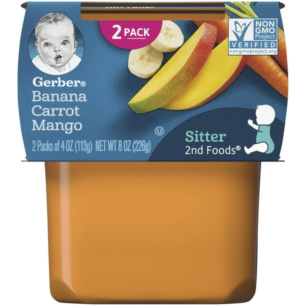 Gerber Stage 2 Baby Food, Banana Carrot Mango, 8 oz Tub, 2