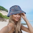 thumbnail image 5 of Denim Heart Bucket Hats, Packable Beach Jean Hat Cotton Summer Lightweight Wide Brim Cap, Outdoor Fishermen Hat, 5 of 7