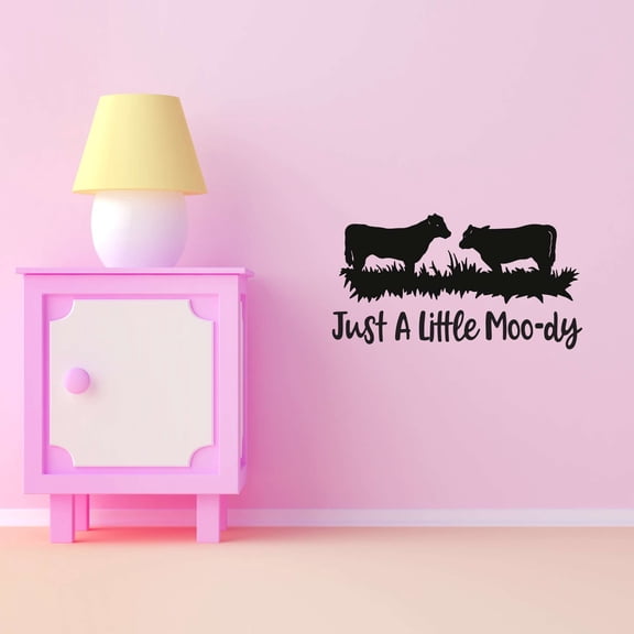 Just A Little Moo-Dy Cow Milk Farm Chicken Cow Horse Farmer Ranch Egg Fox Hen House Pig Sheep Holiday Gift Decorating Ideas Bedroom Wall Decal Sticker - Size: 20 In X 10 In