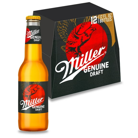 Miller Genuine Draft American  Beer, 12 Pack, 12 fl oz Glass Bottles, 4.7% ABV