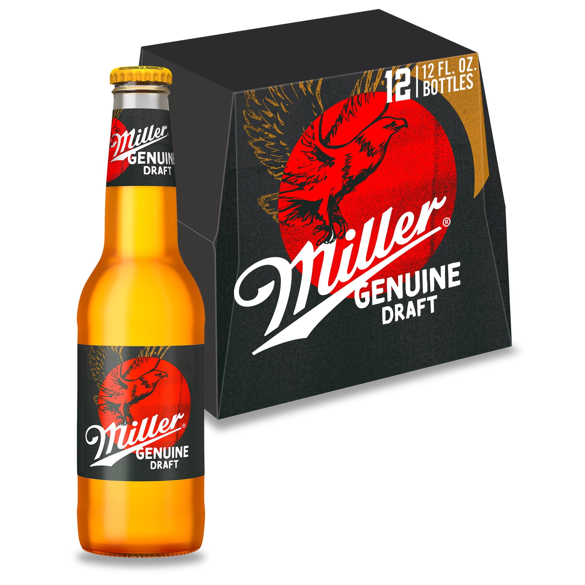 Miller Genuine Draft American Beer, 12 Pack, 12 fl oz Glass Bottles, 4.7% ABV