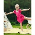 thumbnail image 3 of Aridak Girls Ballet Dance Dress Toddler Leotards Ruffle Sleeve Shiny Ballet Tutu Skirt Rose Pink 2-9T, 3 of 6