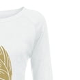 thumbnail image 2 of Abcnature Oversized Plus Size Women Casual Loose Long Sleeve Tops T Shirts Autumn Winter Feather Print High Low Hem T-shirt Ladies Raglan Shirt Tops Pullover Tee White S, 2 of 3