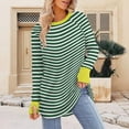 thumbnail image 2 of Tunic Tops for Women Loose Fit Dressy, Comdrip Women's Striped Tops Casual Tunic Tops Long Sleeve Thumb Hole Shirts Basic Shirts Women Fall Clothes Green L, 2 of 4