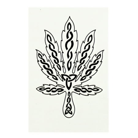 Symbol Tattoo - Marijuana Leaf Marked With Triquetra Symbols Temporary Tattoo