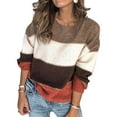 thumbnail image 2 of WUANDIXFA Cute Fall Sweaters for Women Kintted Tops Color Block Pullover Sweater Casual Winter Long Sleeve Orange,M, 2 of 6