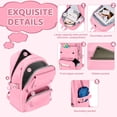 thumbnail image 5 of Inadays School Backpack, Large Capacity Bookbag for 15.6 Inch Laptop, Water-Resistant Cute Girlish Backpacks for Teen Adults Tween, Lightweight Travel Daypack for Primary Middle School College, Pink, 5 of 7
