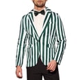 thumbnail image 1 of INSPIRE CHIC Traje de Hombre Blazer Casual de Rayas Verticales de Un Solo Botón Ajuste Slim 2XL Verde Blanco, 1 of 5