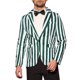 thumbnail image 1 of INSPIRE CHIC Traje de Hombre Blazer Casual de Rayas Verticales de Un Solo Botón Ajuste Slim 2XL Verde Blanco, 1 of 5