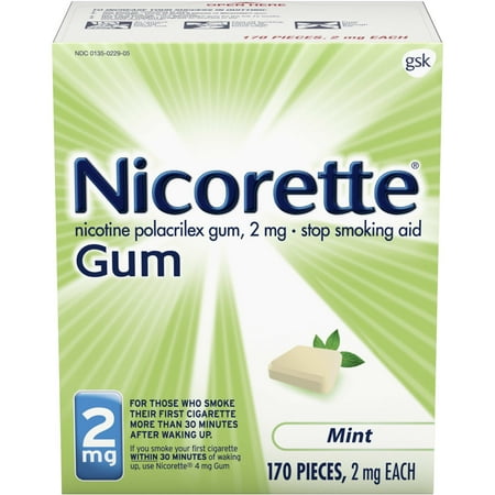 Nicorette Nicotine Gum to Stop Smoking, 2mg, Mint, 170