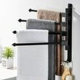 thumbnail image 3 of Swivel Out Towel Racks with Hooks 4-Bars Foldable Arms Bath Towel Hanger Wall Mount Towel, 3 of 8