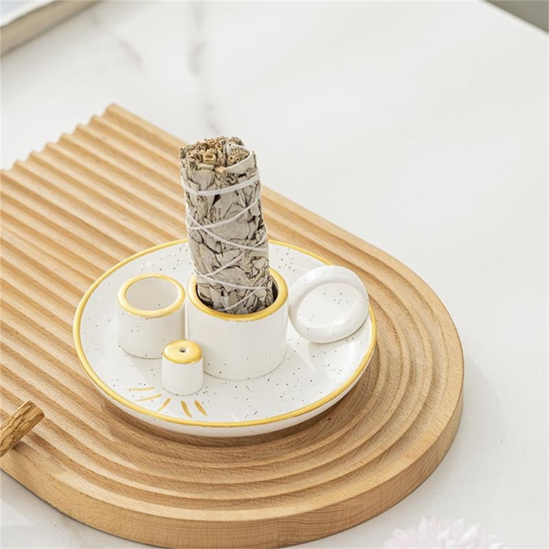 Multipurpose Ceramics Holders for Incenses Stick Candle Santo Wood Burners Set