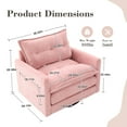 thumbnail image 7 of 360°Swivel Accent Chair, Upholstered 36''W Oversized Armchair, PAPROOS Barrel Chair Reading Armchair with Side Pockets & Cushion, Modern Accent Chair with Metal Base for Living Room Bedroom, Pink, 7 of 7