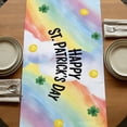 thumbnail image 5 of St. Patrick's Day Table Runner, Lucky Gnomes Shamrock Leaves Flower Rainbow Washable Cotton Linen Table Runners 36 Inches Long, Dresser Scarf Runner for Nightstand/End Tables/Round Tables 13''x36'', 5 of 9