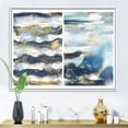 thumbnail image 2 of Designart 'Gold and Dark Blue Abstract Waves II' Modern Framed Canvas Wall Art Print, 2 of 5